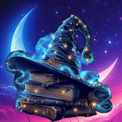 croshom Diamond Art Kits for Adults, Halloween Magic Hat Diamond Painting Kits, 5D DIY Diamonds Art Painting Kit, Full Round Drill for Home Wall Decor Gifts 14" x 14"