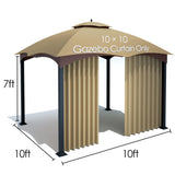 Tanxianzhe Gazebo Replacement Privacy Curtain with Zipper Outdoor Universal Privacy Panel Sidewall for 10' x 10' Gazebo (Khaki) Tanxianzhe