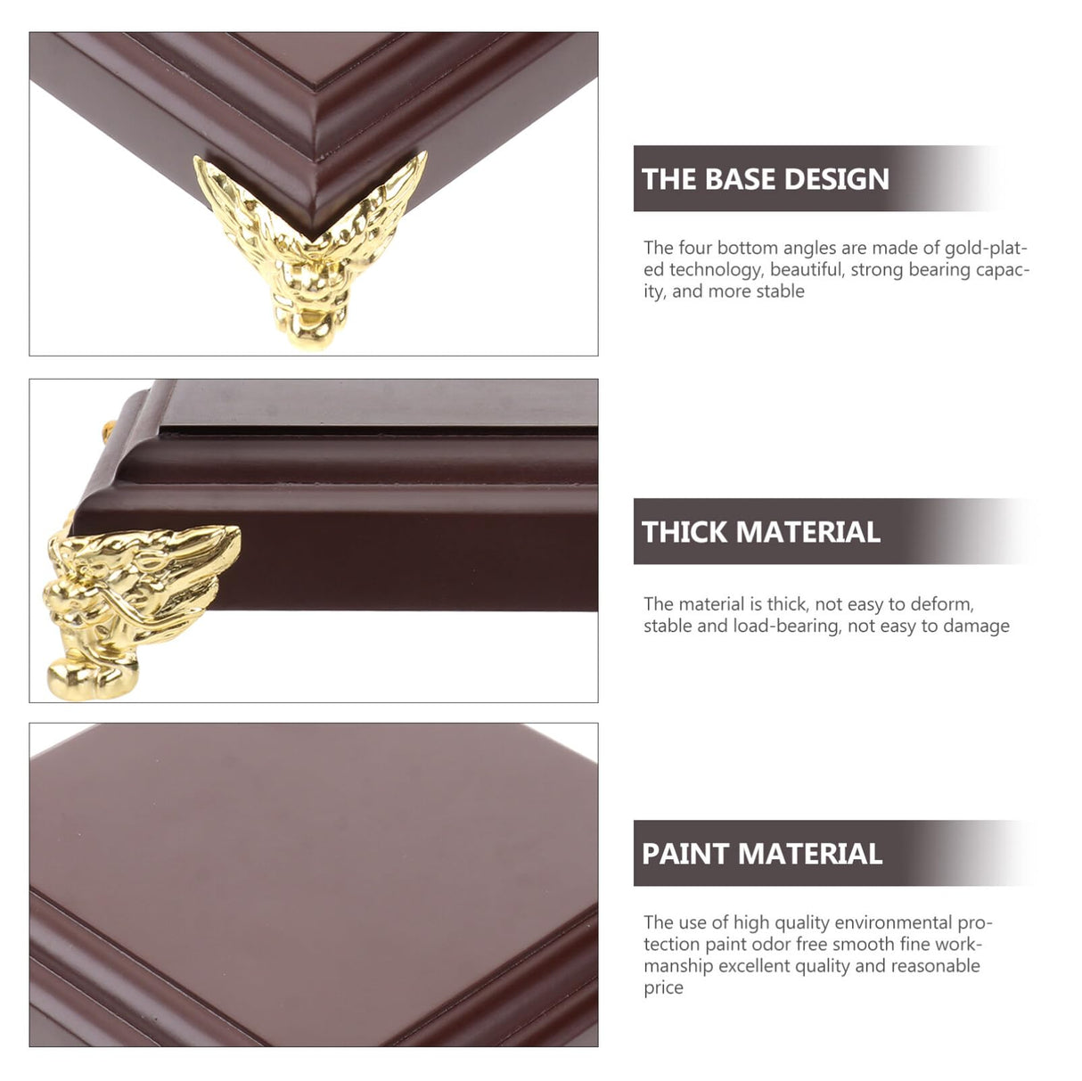 VICASKY Wooden Square Buddha Statue Stand Vintage Worship Table Display Pedestals Home Farmhouse Flower Pot Ornament Table Lamp Teapot Base Craft Display Stand 3.74" VICASKY