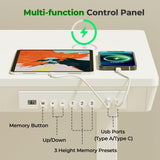 JYLH JOYSEEKER Small Standing Desk with Drawer, 35" x 20" Whole Piece Tabletop Electric Sit Stand Desk, Height Adjustable Desk with Storage & USB Ports, Quick Install Home Office Computer Desk, White JYLH JOYSEEKER