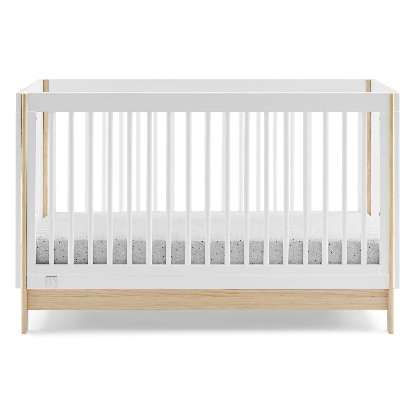 GAP babyGap Tate 4-in-1 Convertible Crib - Greenguard Gold Certified, Bianca White/Natural - WoodArtSupply