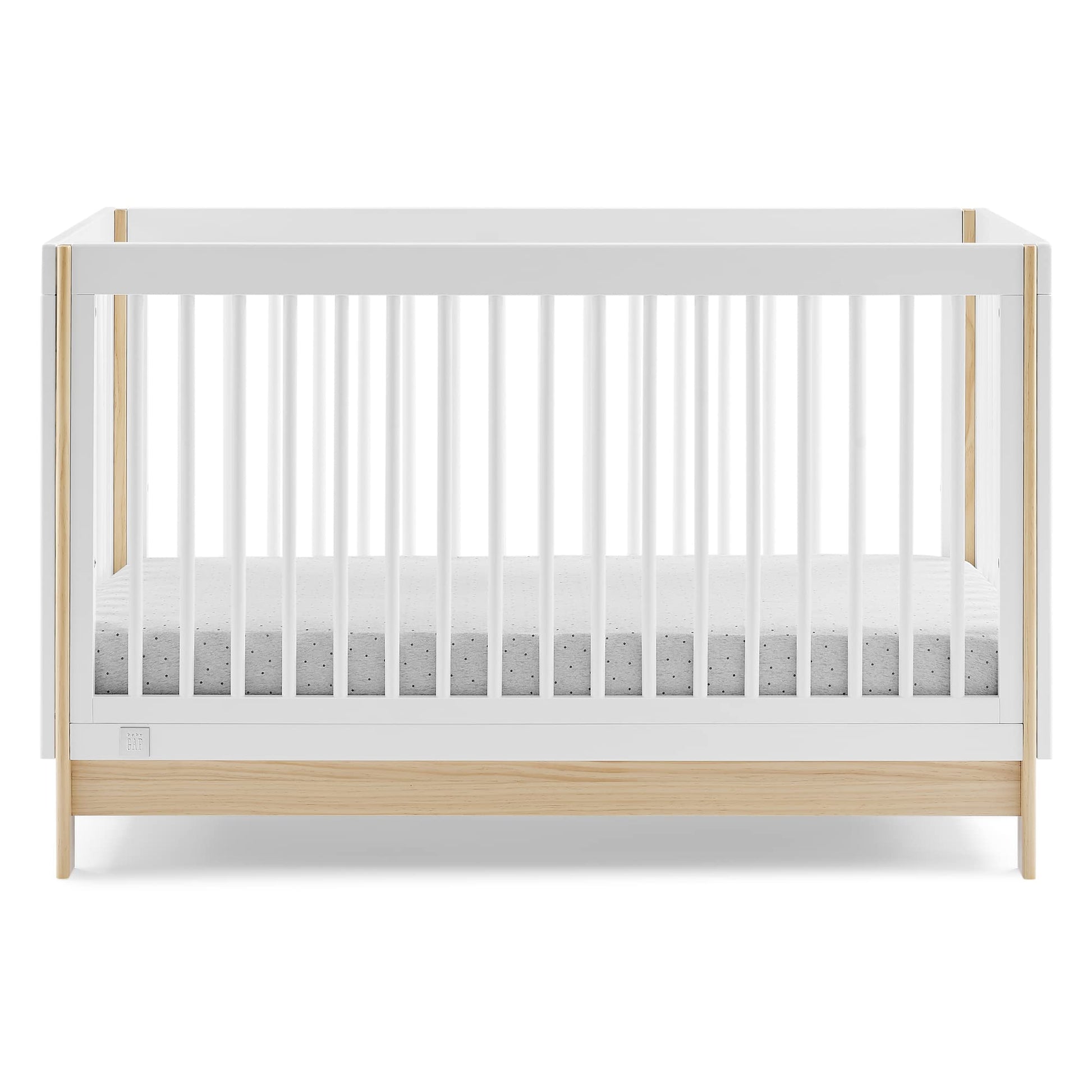 GAP babyGap Tate 4-in-1 Convertible Crib - Greenguard Gold Certified, Bianca White/Natural - WoodArtSupply