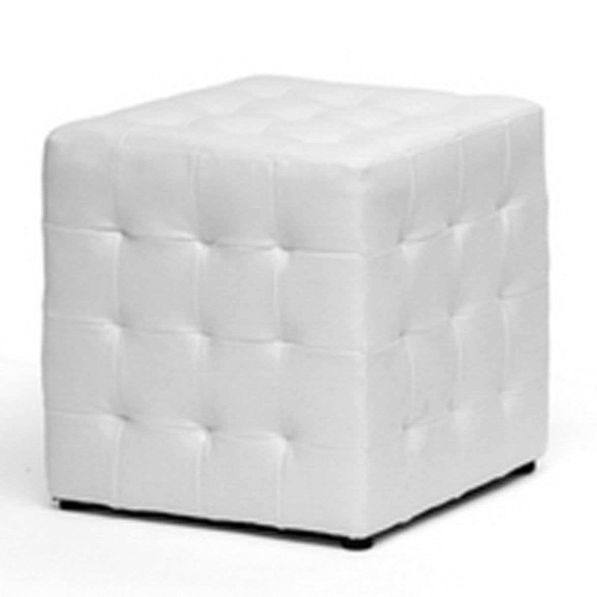 Baxton Studio Siskal Modern Cube Ottoman, White, Set of 2, Baxton Studio