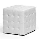 Baxton Studio Siskal Modern Cube Ottoman, White, Set of 2, Baxton Studio