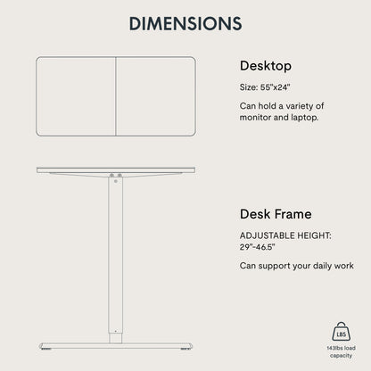 FLEXISPOT Electric Standing Desk 55 x 24 Inch Adjustable Height Desk Home Office Computer Workstation Sit Stand Desk, White Top + White Frame - WoodArtSupply