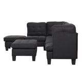 Divano Roma Furniture Modern Tufted Micro Suede L Shaped Sectional Sofa Couch with Reversible Chaise & Ottoman, Large, Black Divano Roma Furniture