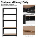 Panana 5 Tier Racking Shelf 59x27.5x11.8 inch Garage Shelving Storage Shelves Unit 1.5M Higher Workshop/Commercial/Industrial/Kitchen Utility Rack Shelf Organizer (Black, 150X70X30CM) Panana