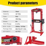 HPDMC 30 Ton H-Frame Hydraulic Shop Press with Floor Press Plates for Garage Shop HPDMC