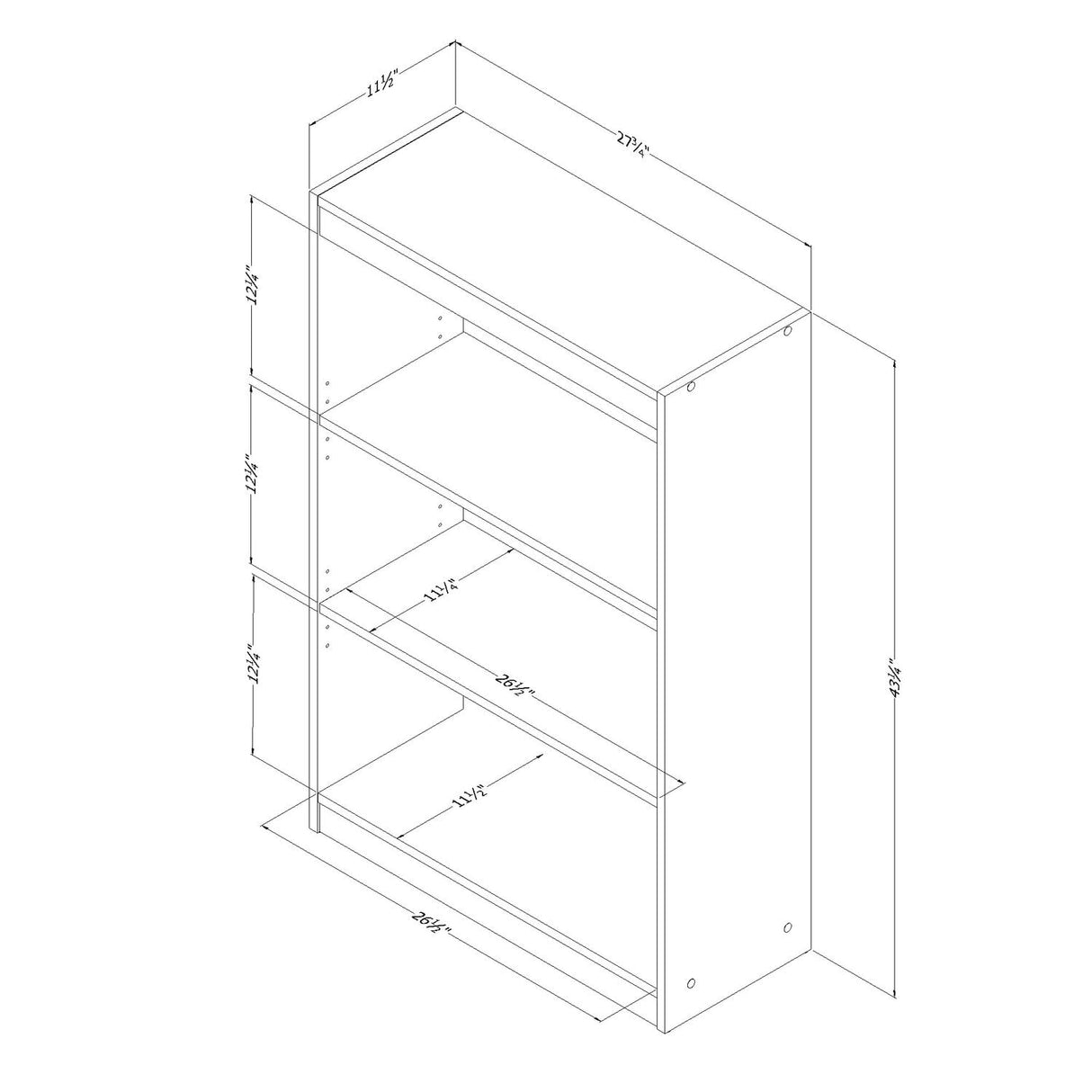 South Shore Axess 3-Shelf Bookcase, Pure White South Shore