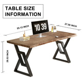 Sihtengxxhongs Rustic Brown 55-inch Solid Wood Computer Desk - Modern Gaming Workbench for Home Office, Modern Simple Design, Ideal for Study, Writing, Dining Sihtengxxhongs