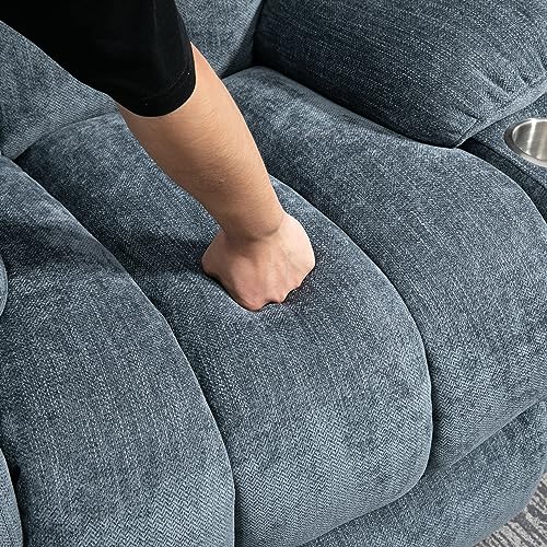Trustyue Power Lift Chair with Full-Body Massage and Heat, Electric Recliner Chairs for Adults, Remote Control, Standing Assistance, USB Ports, Stainless Steel Cup Holders, Chenille Blue Trustyue
