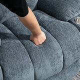 Trustyue Power Lift Chair with Full-Body Massage and Heat, Electric Recliner Chairs for Adults, Remote Control, Standing Assistance, USB Ports, Stainless Steel Cup Holders, Chenille Blue Trustyue