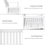 Outsunny White Wooden Patio Glider Bench with High Back and Armrests, Heavy Duty 550lbs Capacity Loveseat Outsunny