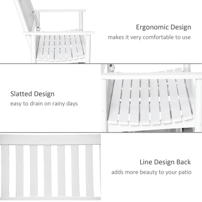 Outsunny White Wooden Patio Glider Bench with High Back and Armrests, Heavy Duty 550lbs Capacity Loveseat