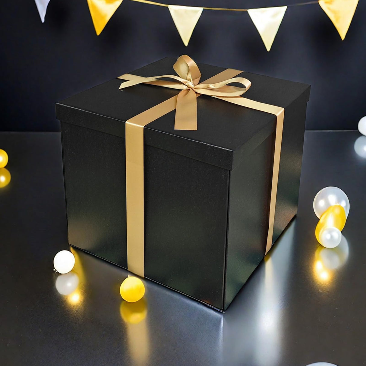 YINUOYOUJIA Large Gift Box 12x12x10 Inches,Black Gift Boxes for Presents,Birthday Box,for Packaging,Valentine's Day,Mother's Day,Christmas,Anniversaries,Family or Business. YINUOYOUJIA