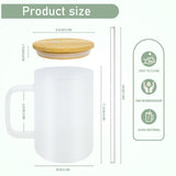 YOUKE OLA 12 Pack Sublimation Glass Cup with Handle Frosted Sublimation Blank Beer Can Tumblers with Bamboo Lid and Straw for heat press 16oz YOUKE OLA