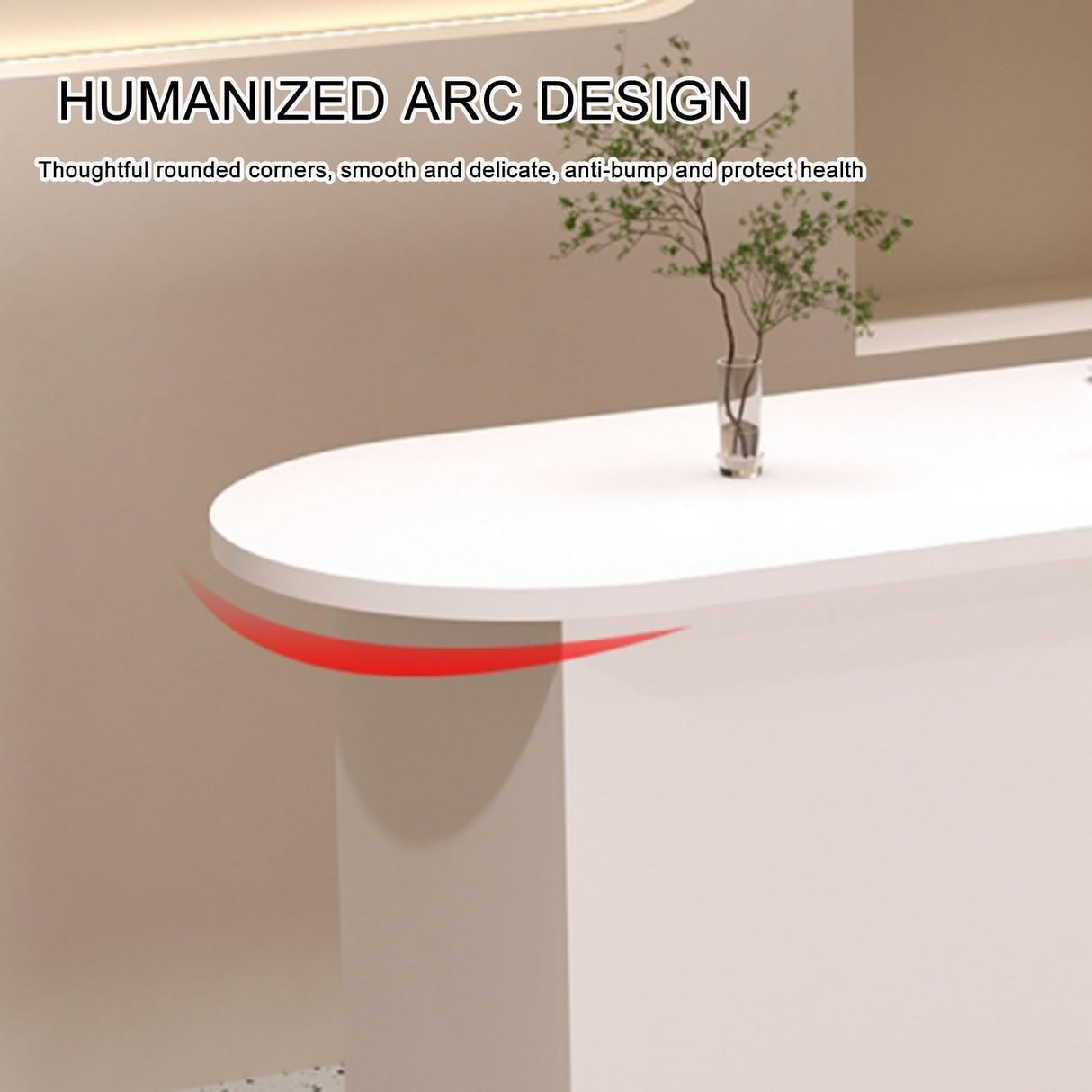 Modern Reception Desk with LED Light Front Counter Commercial Receptionist Table with Lockable Drawer for Home Office Checkout Lobby Beauty Salon(Wood Color - Right) KUKIXKK