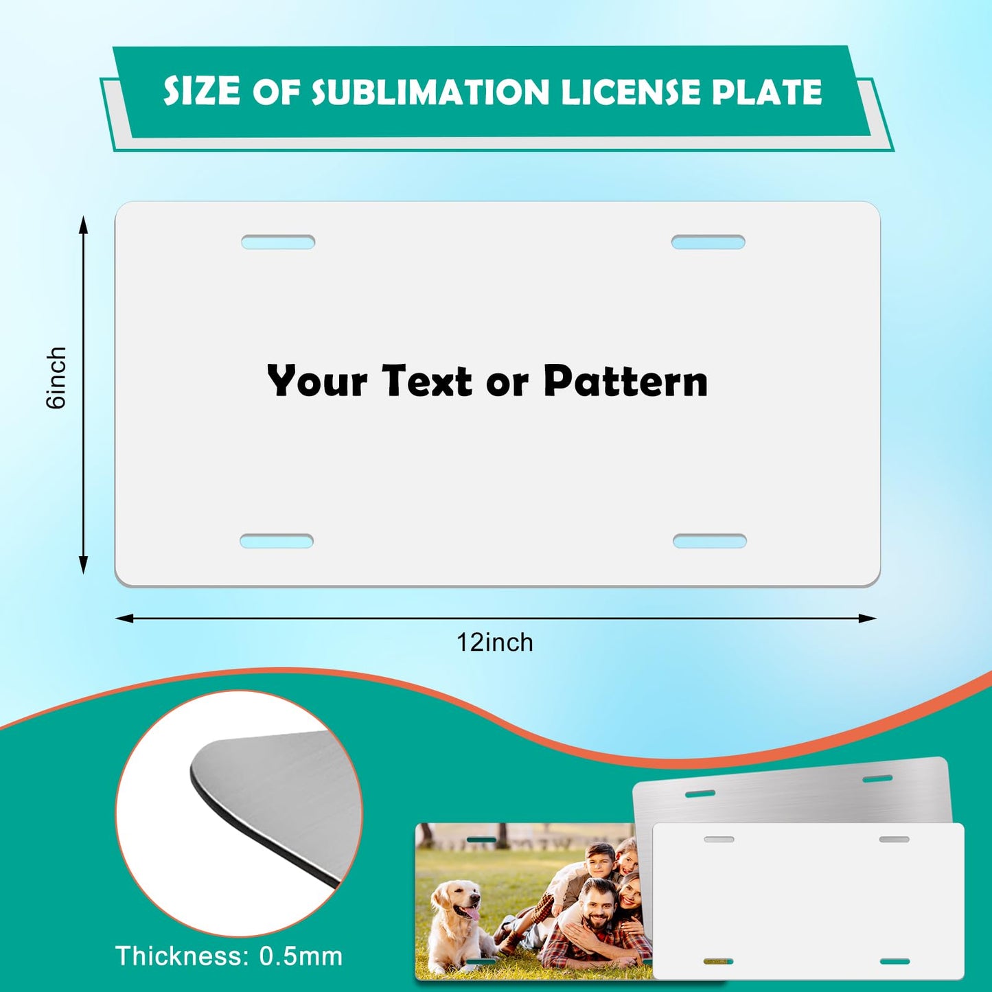 Upspotie 6Pack Sublimation License Plate Blanks, Sublimation Plates Heat Thermal Transfer Sheet DIY Picture, Metal Aluminum Automotive Front License Plate Tag for Personalized Design - White