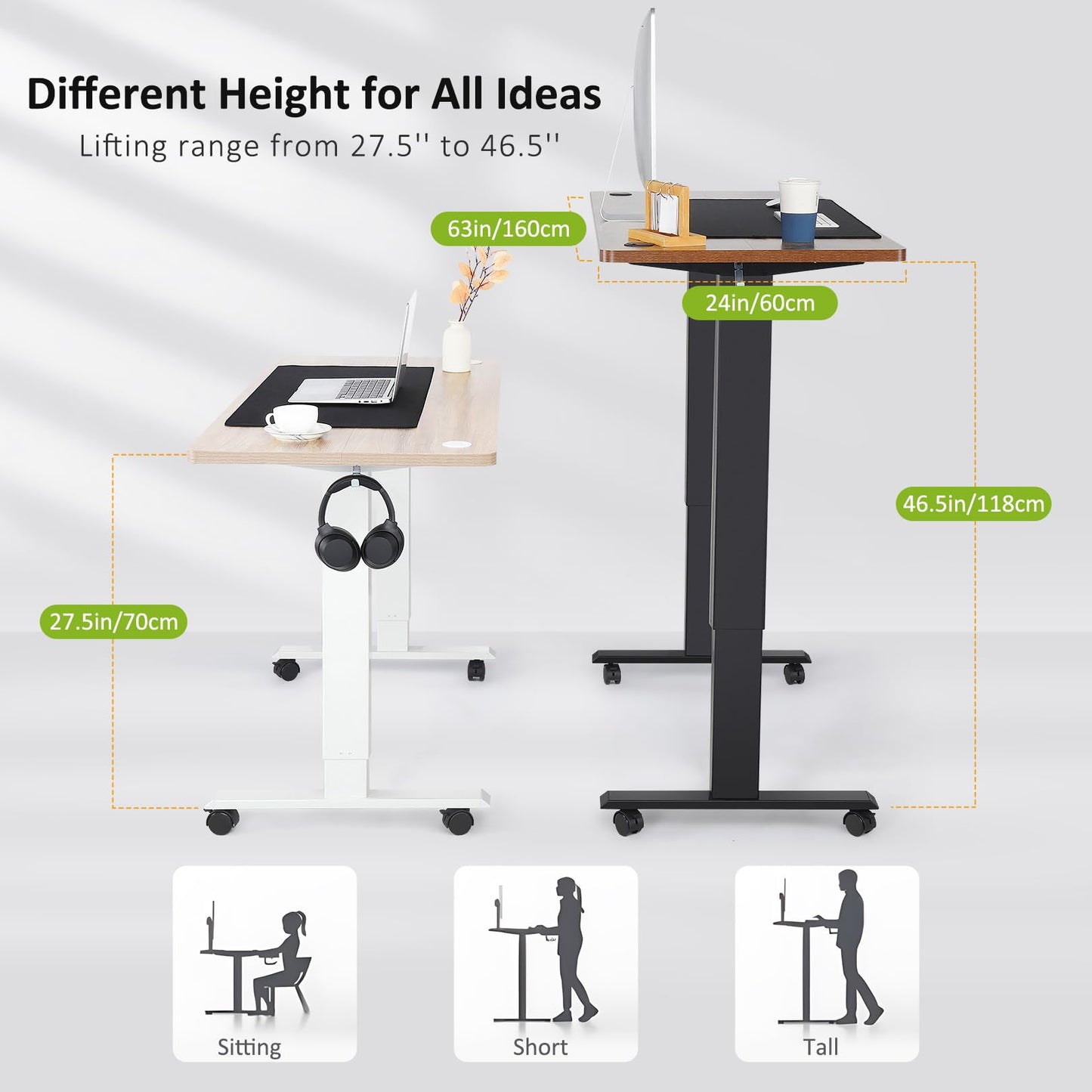 farexon Electric Standing Desk 63 x 24In with Charging Station, Stand up Desk with Oversized Mouse Pad, 2 USB Ports & 3 Power Outlets, 4 Caster, 4 Preset Heights Easy to Set(Oak Gray) - WoodArtSupply