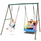 Hapfan Swing Sets for Backyard with 45" Platform Swing and Belt Swing, 440 lbs Swingset Outdoor for Kids, Outdoor Play Equipment Hapfan