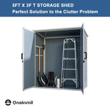 Outdoor Storage Shed, 5x3FT Resin Shed with Floor and Lockable Doors, 80 Cu.Ft Waterproof Patio Storage Cabinet, Plastic Construction for Outdoor Storage Breezestival