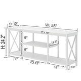 EXCEFUR 55 inch TV Stand for TV up to 65 inch, Modern Media TV Console with Storage Shelves, Entertainment Center for Living Room, Bedroom, White Oak EXCEFUR