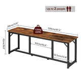 MAHANCRIS Dining Bench, 47.2 Inch Dining Table Bench, Rustic Kitchen Bench, Easy to Assemble, Steel Frame, for Kitchen, Living Room, Bedroom, Rustic Brown and Black TBHR0201 MAHANCRIS