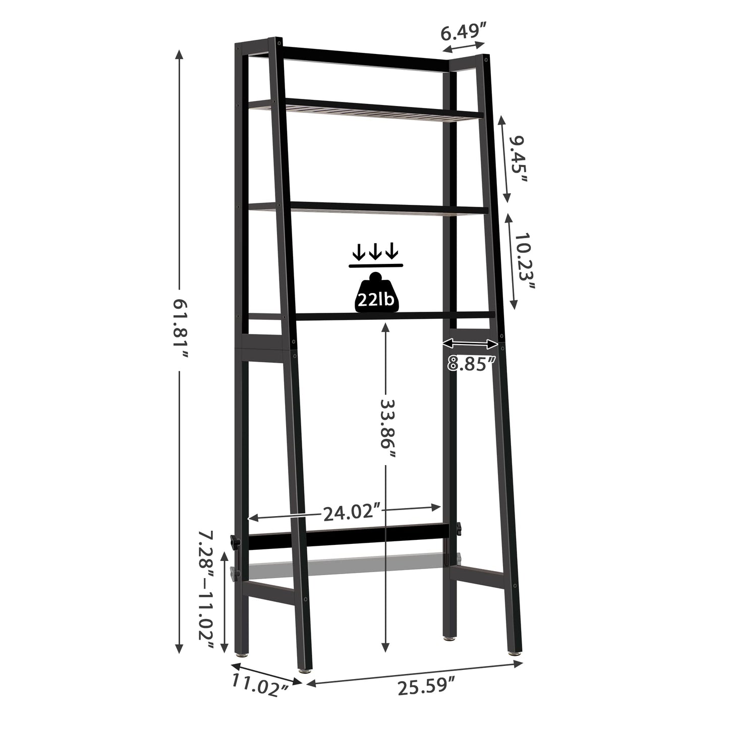 MallKing Over The Toilet Storage, Wooden 3-Tier Over-The-Toilet Rack Bathroom Space Saver Organizer, Freestanding Above Toilet with Toilet Paper Holder and Hooks (Black)