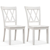 Giantex Wood Dining Chairs Set of 2 White, Armless Kitchen Chairs w/Rubber Wood Frame, Cross Back, Contoured Seat, Farmhouse Wooden Side Chairs, High Back Kitchen Chairs for Home Dining Room Giantex