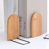 2 Pcs Natural Bamboo Bookend Large Capacity Office Book Ends Anti Slip Book Stand Holder Bookshelf Ends for Home Office Library School Study Decoration n\c