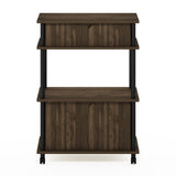 Furinno Turn-N-Tube Kitchen Storage Cart with Cabinet and Lockable Wheels, Columbia Walnut/Black Furinno
