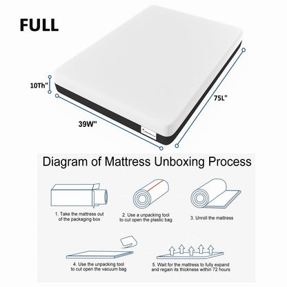 LIYIH 10 Inch Full Mattress, Memory Foam Mattress, Guest Room Mattress，Suitable for Camping Mattresses, Memory Foam Topper Cooling Mattress CertiPUR-US Certification【 New Version】