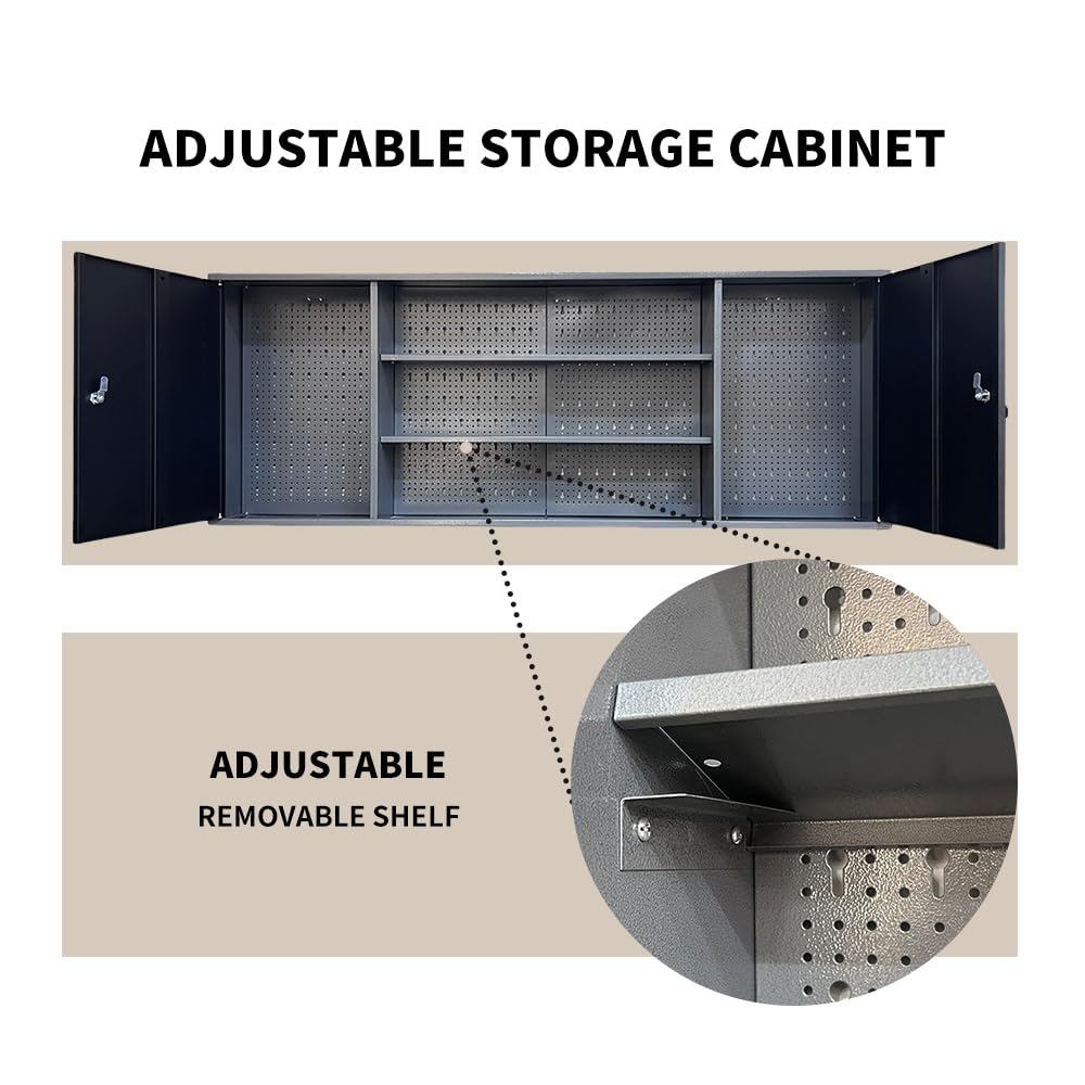 Garage Tool Storage Cabinet System with Wood Worktop, for Maintenance Rooms, Auto Repair Shops JZD