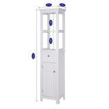 Spirich Bathroom Freestanding Storage Cabinet with Two Tier Open Shelves, Tall Slim Cabinet with Door and Drawer, Floor Linen Tower (White) Spirich