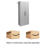 Prepac HangUps 30" Large Garage Cabinet, Bathroom Cabinet Wall Mount, Ideal for Garage, Kitchen and Laundry Organization 30" W x 72" H x 16" D, Light Gray Prepac