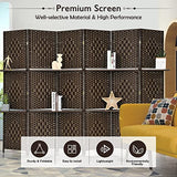 Giantex 6Ft 6 Panel Room Divider with Shelves, Freestanding Hand-Woven Rattan Folding Privacy Screens for Room Separation, Wooden Partition Room Divider Wall for Home Office Studio Separator Giantex