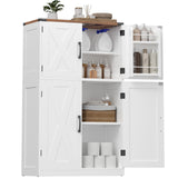 HOOBRO Bathroom Storage Cabinet, Farmhouse Freestanding Floor Cabinet with 2 Extra Hidden Storage Doors, Adjustable Shelves, Large Capacity, Easy Assembly, 11.8 x 23.6 x 43.5 Inches, White and Walnut HOOBRO