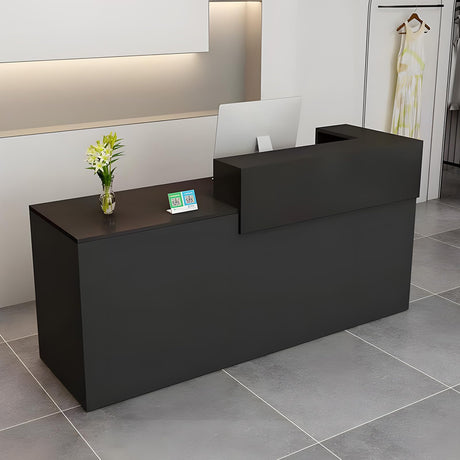 LSZMXI Modern Reception Desk with Drawer & Open Shelves, 39-95 Inch Front Counter Table, Computer Workstation Suitable for Salons, Offices, Lobbies, Retail Stores and Home Offices LSZMXI