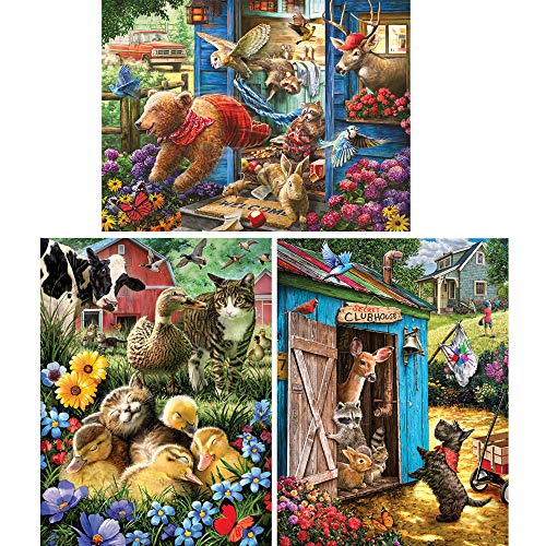 Bits and Pieces – Value Set of Three Large 300 Piece Jigsaw Puzzles for Adults – Jigsaw Puzzles Designed by Artist Larry Jones, Completed Puzzle Size: 18" x 24" Bits and Pieces