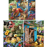 Bits and Pieces – Value Set of Three Large 300 Piece Jigsaw Puzzles for Adults – Jigsaw Puzzles Designed by Artist Larry Jones, Completed Puzzle Size: 18" x 24" Bits and Pieces