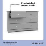 Storkcraft Crescent 6-Drawer Dresser (Pebble Gray) – GREENGUARD Gold Certified, Gray Dresser for Bedroom, Kids & Nursery Storage Chest, Safety Interlocking Drawers, Pre-Installed Tracks, Kids Chest Storkcraft