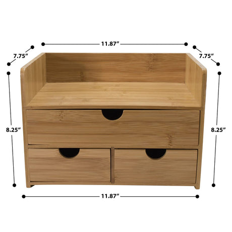 Sorbus 3-Tier Bamboo Desk Organizer with Drawers and Shelf for Stylish Workspace Storage Sorbus