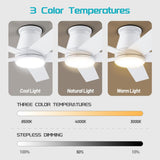 wurzee 52" Ceiling Fan with Light, White,6 Speeds DC Reversible Motor,Timing, Dimmable for Bedroom, Kitchen, Patios wurzee