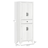 HOMCOM 67" Tall Freestanding Kitchen Pantry Cabinet, 4-Door Storage Cabinet with Drawer and Adjustable Shelves for Dining Room, White HOMCOM