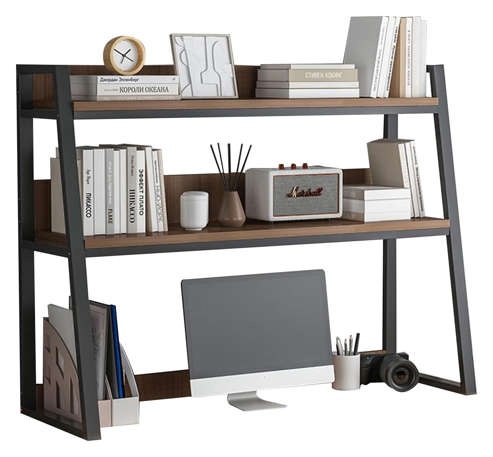 CEMELI LYF Industrial 2-Tier Desktop Bookshelf & Organiser Rack - WoodArtSupply