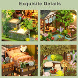 ISSEVE DIY Miniature House Kit, Tiny House Dollhouse Kit for Adults, Mini House Building Kits, Miniature Kit Adult Craft Diorama Kit Home Bookshelf Decoration, Birthday Gifts (Bamboo Spring Courtyard)