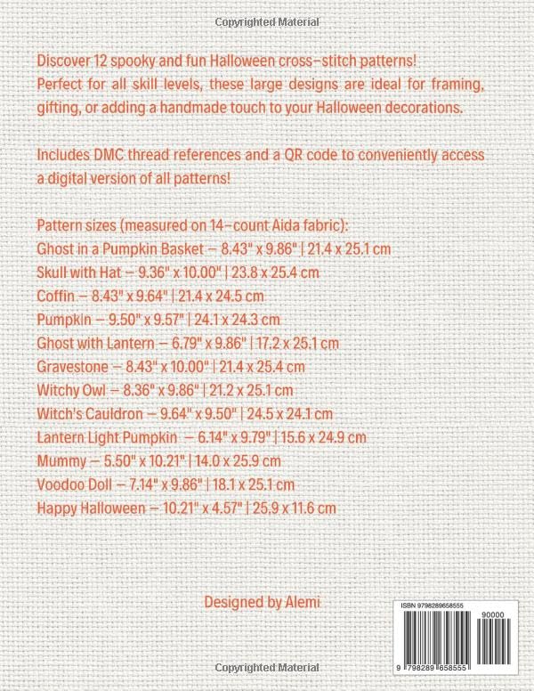 Cross Stitch Patterns: Large Halloween Designs: 12 Spooky and Fun Cross Stitch Patterns – Ideal for Beginners and Advanced Stitchers – Perfect for ... (Cross Stitch Patterns - English Edition) WoodArtSupply