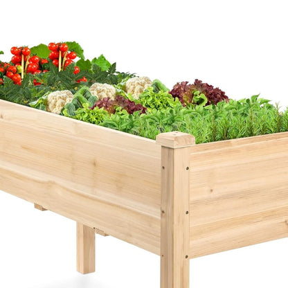 Wooden Elevated Garden Planter Box - 48"x24"x30" Outdoor Raised Garden Bed for Vegetables, Herbs, Flowers - Natural Wood Elevated Planter for Backyard, Patio, and Deck - Weather-Resistant and Sturdy