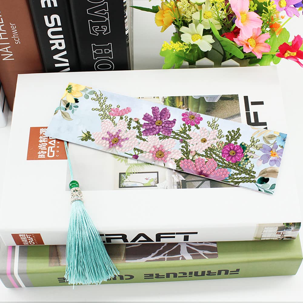 pigpigboss 2 Pieces Morning Glory Bookmark Diamond Painting Kit, Painting Flower Bookmark Diamond Art Dots for Reading Enthusiasts Adult Beginner Graduation Book Decor pigpigboss