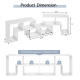Tangkula 3 Pieces Console TV Stand, Free-Combination Entertainment Center for 50 55 60 65 Inch TV, Minimalist Modern TV Media Stand, DIY Open Storage Bookcase Shelf for Living Room (White) Tangkula